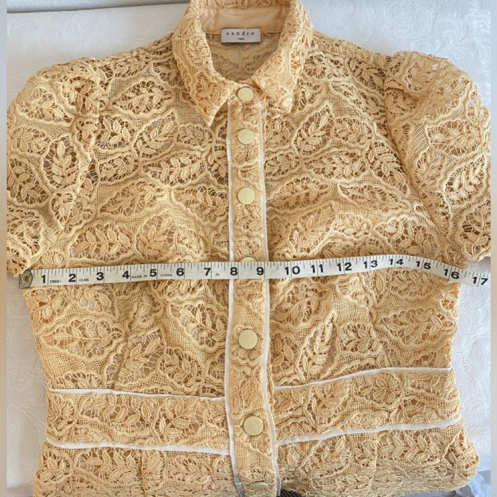 Sandro Live yellow embroidered-floral lace mini dress - Picture 10 of 13